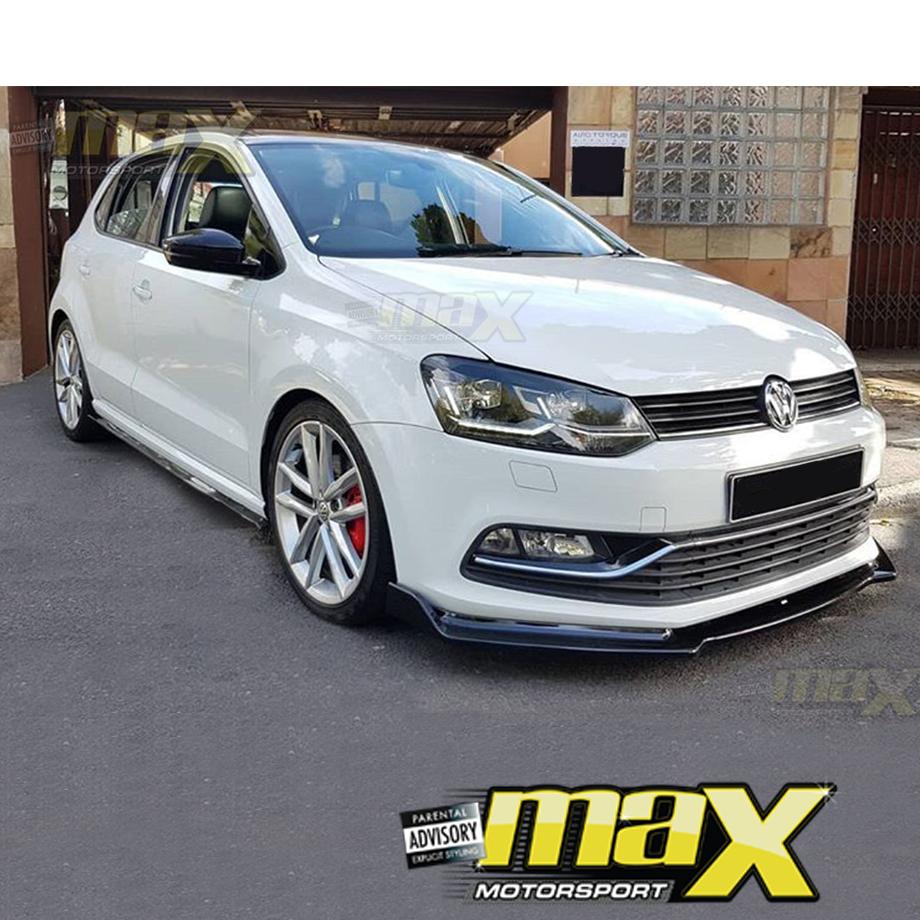 VW Polo 6 / Polo 7 Non-GTI Gloss Black 3-Piece Front Lip Spoiler maxmotorsports