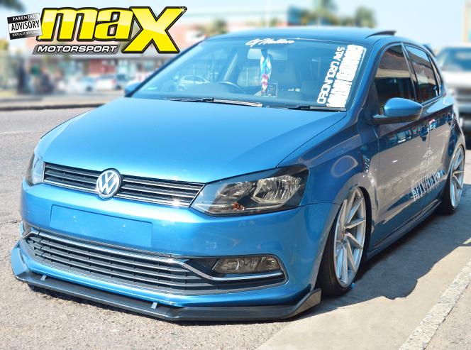 VW Polo 6 / Polo 7 Non-GTI Gloss Black 3-Piece Front Lip Spoiler maxmotorsports