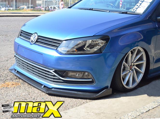 VW Polo 6 / Polo 7 Non-GTI Gloss Black 3-Piece Front Lip Spoiler maxmotorsports