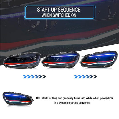 VW Polo 6 LED Projector Headlight - VW Polo 8AW Style Max Motorsport