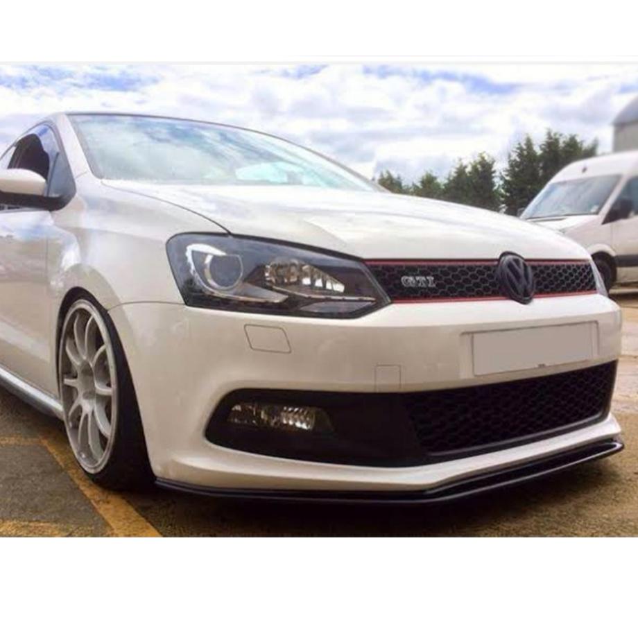 VW Polo 6C Gloss Black 1-Piece Front Lip Spoiler Max Motorsport