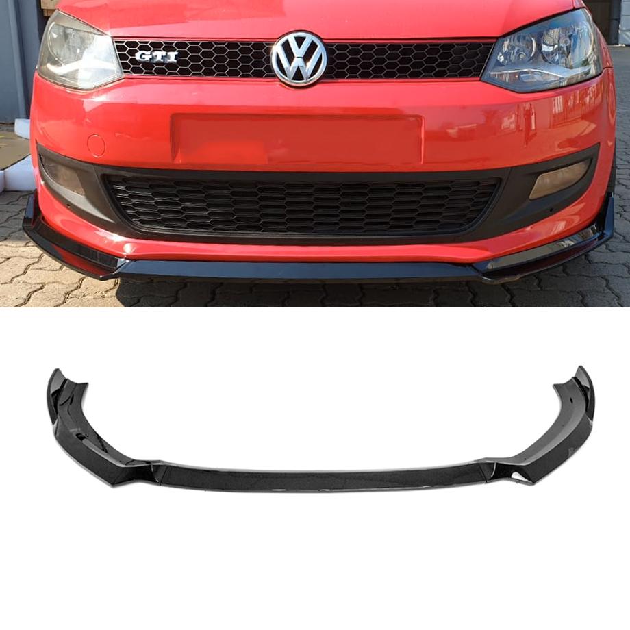 VW Polo 6R (10-14) A4 Style Gloss Black 3-Piece Front Spoiler maxmotorsports