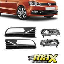 Load image into Gallery viewer, VW Polo 7 TSI Fog Lamp Covers With Centre Grille (4-Piece) maxmotorsports
