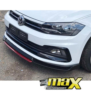 VW Polo 8 AW (19-On) Carbon Look Maxton Style Plastic Front Spoiler maxmotorsports