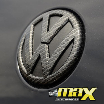 VW Polo 8AW (19-On) Carbon Look Stick On Emblem Badge (Pair) maxmotorsports
