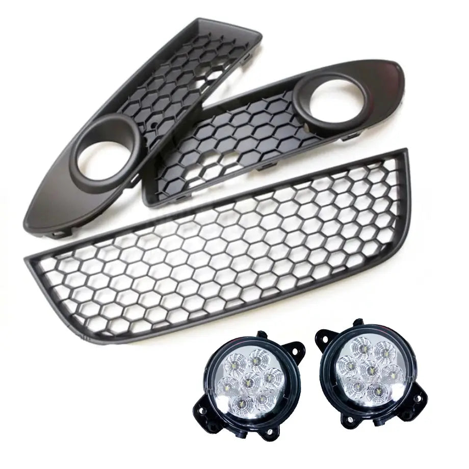 VW Polo 9N LED Fog Lamp Covers With Centre Grille (5-Piece) maxmotorsports
