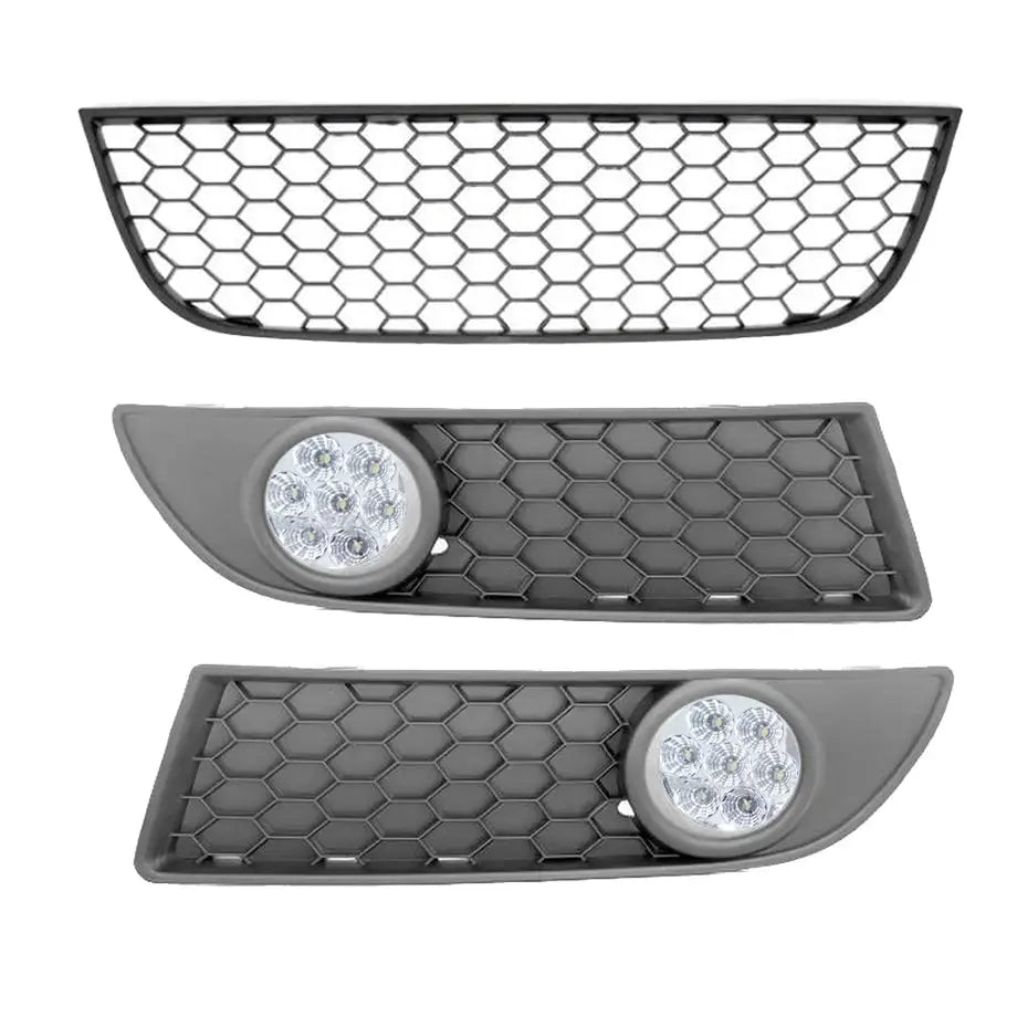 VW Polo 9N3 LED Fog Lamp Covers With Centre Grille (5-Piece) maxmotorsports