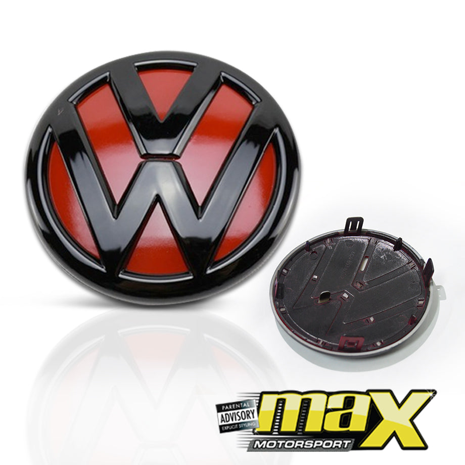 VW Polo (14-18) Black & Red Clip-On Emblem Badge (Pair)