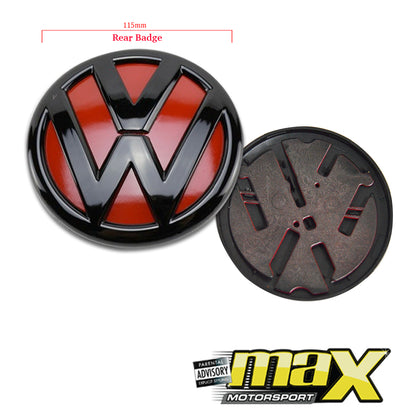 VW Polo (14-18) Black & Red Clip-On Emblem Badge (Pair)