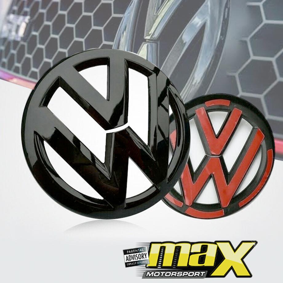 VW Polo (14-18) Gloss Black Stick On Emblem Badge (Pair) maxmotorsports