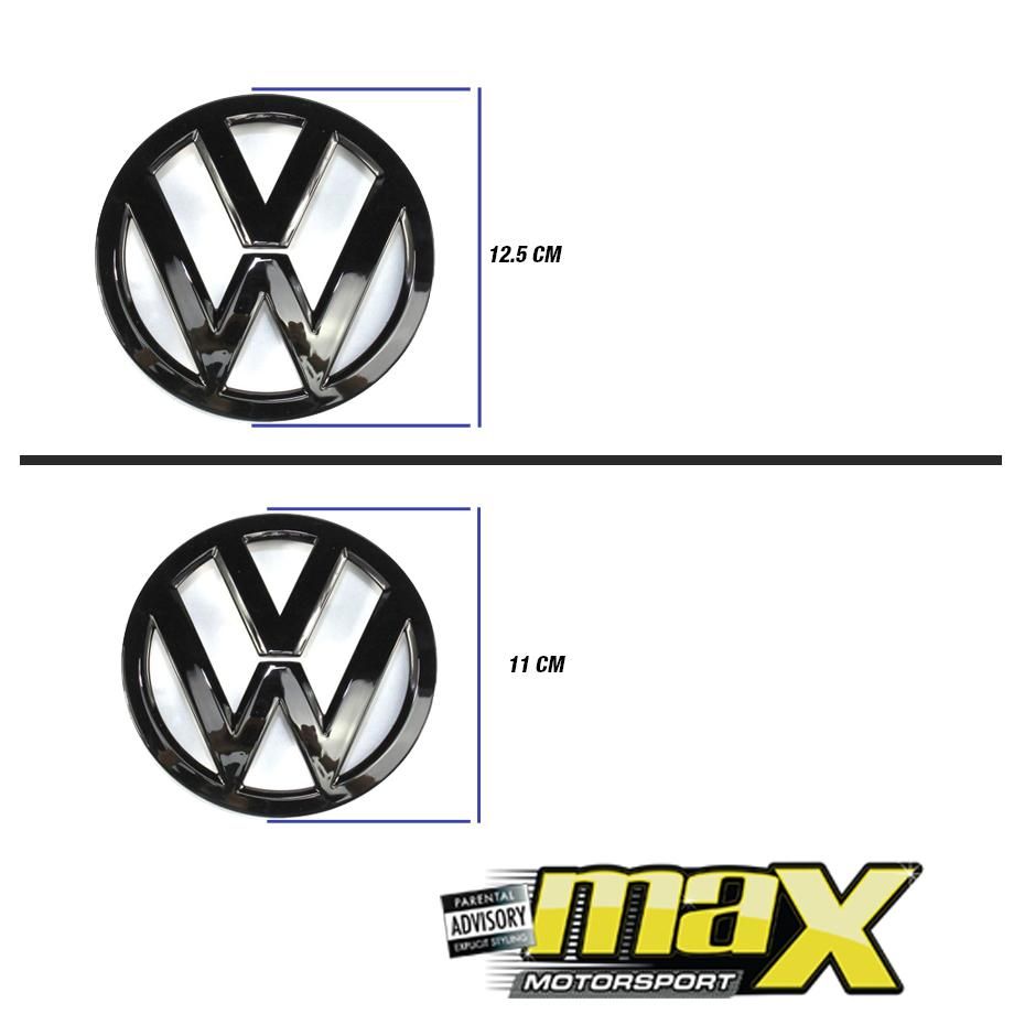 VW Polo (14-18) Gloss Black Stick On Emblem Badge (Pair) maxmotorsports