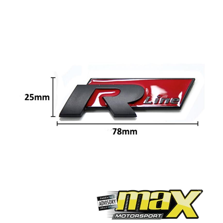 VW R-Line Stick-On Badge (Matt Black & Red) maxmotorsports