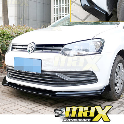 VW Polo 6 / Polo 7 Carbon Look 3-Piece Front Lip Spoiler