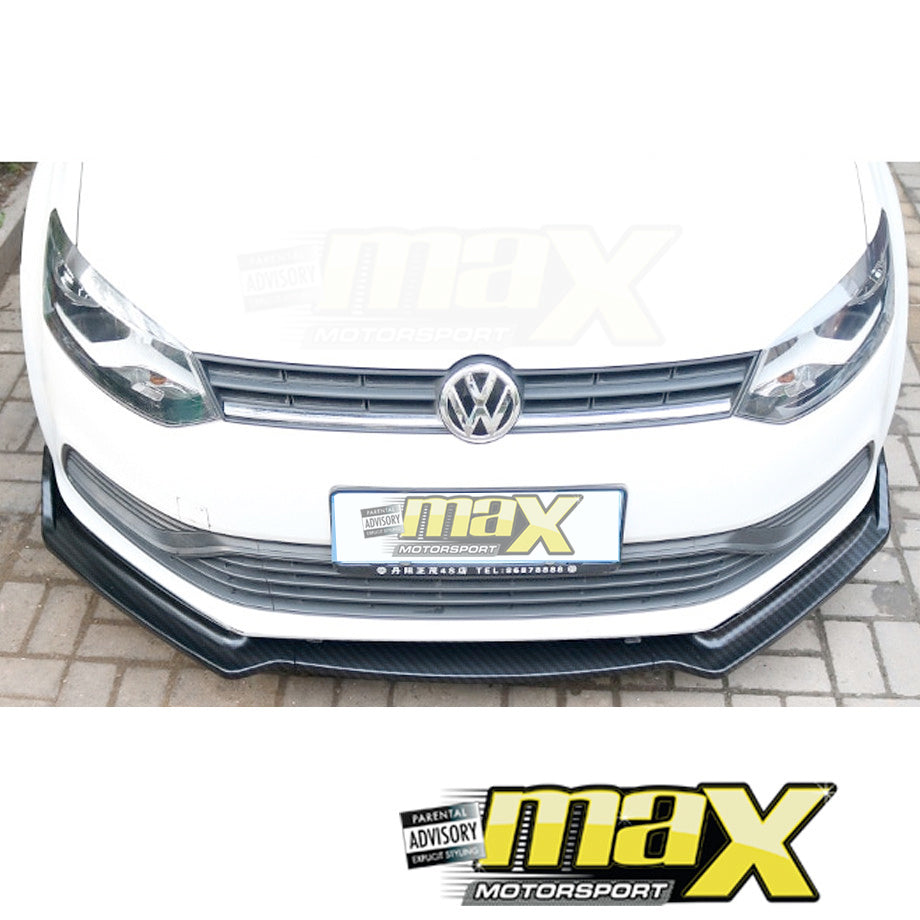 VW Polo 6 / Polo 7 Carbon Look 3-Piece Front Lip Spoiler