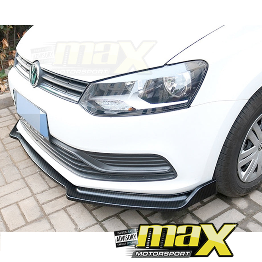 VW Polo 6 / Polo 7 Carbon Look 3-Piece Front Lip Spoiler