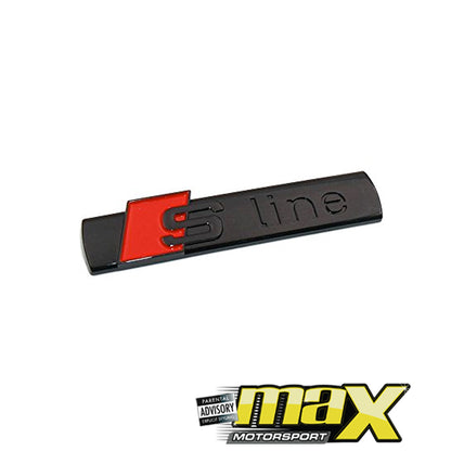 Universal Audi S-line Stick On Badge (Black & Red)