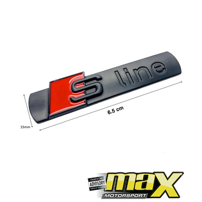 Universal Audi S-line Stick On Badge (Black & Red)