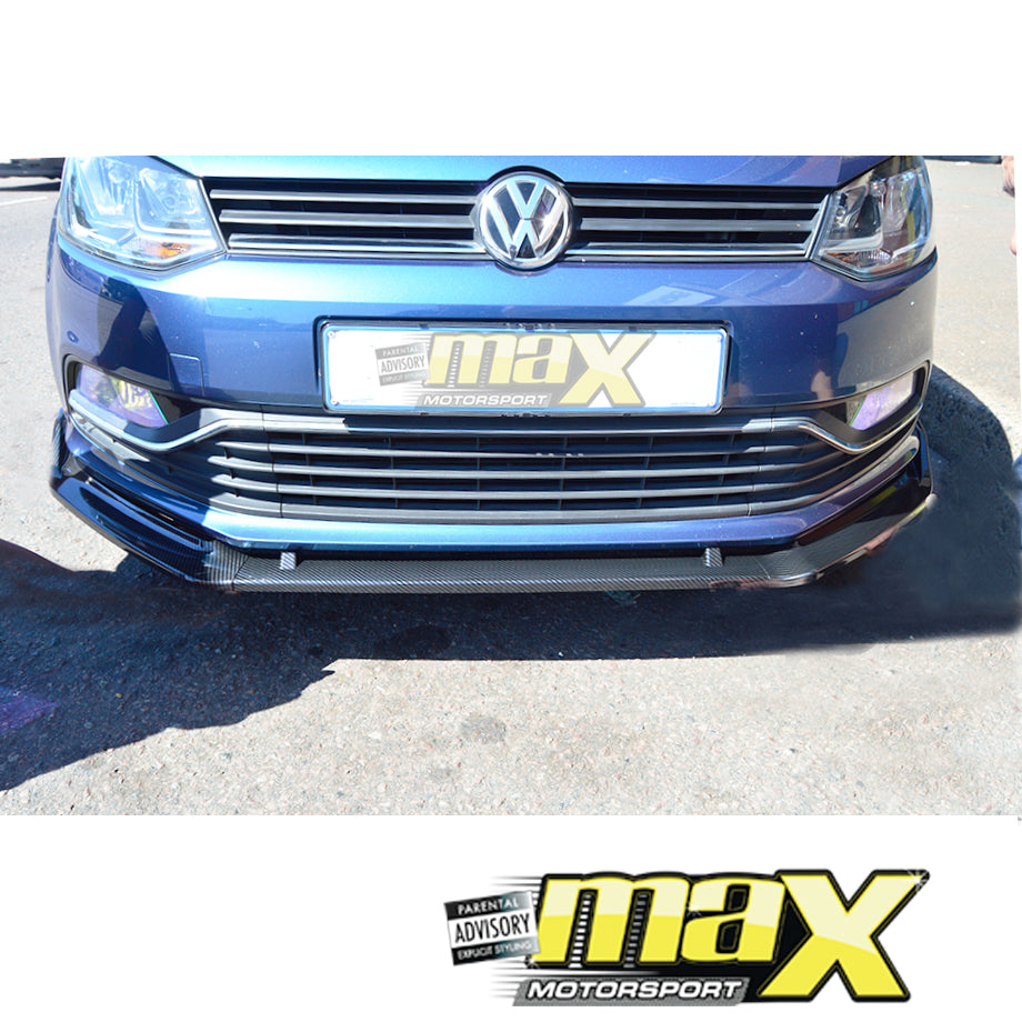 VW Polo 6 / Polo 7 Carbon Look 3-Piece Front Lip Spoiler